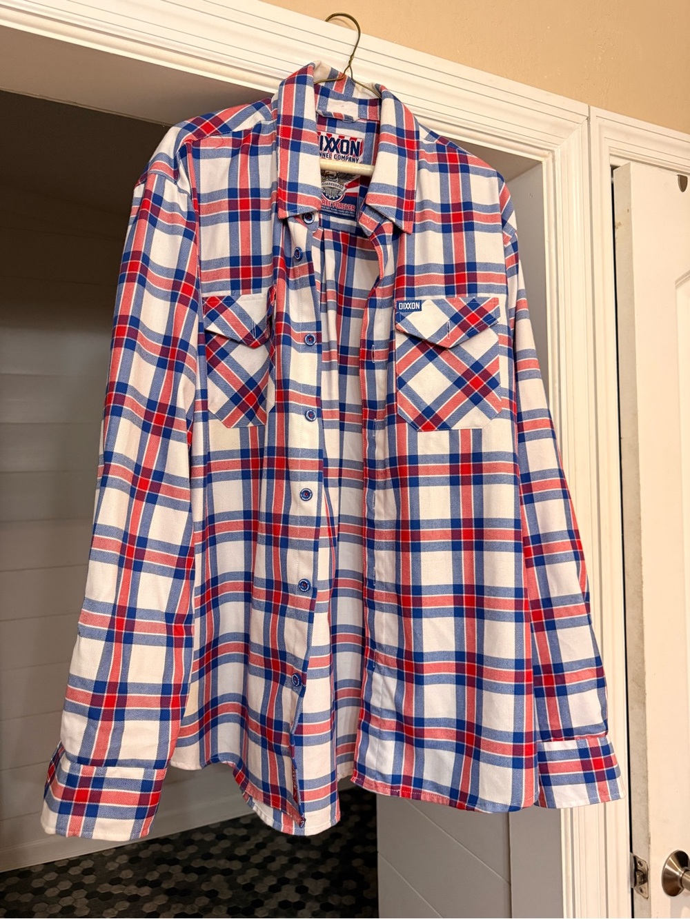 DIXXON White Red & Blue Plaid Button-Down Shirt